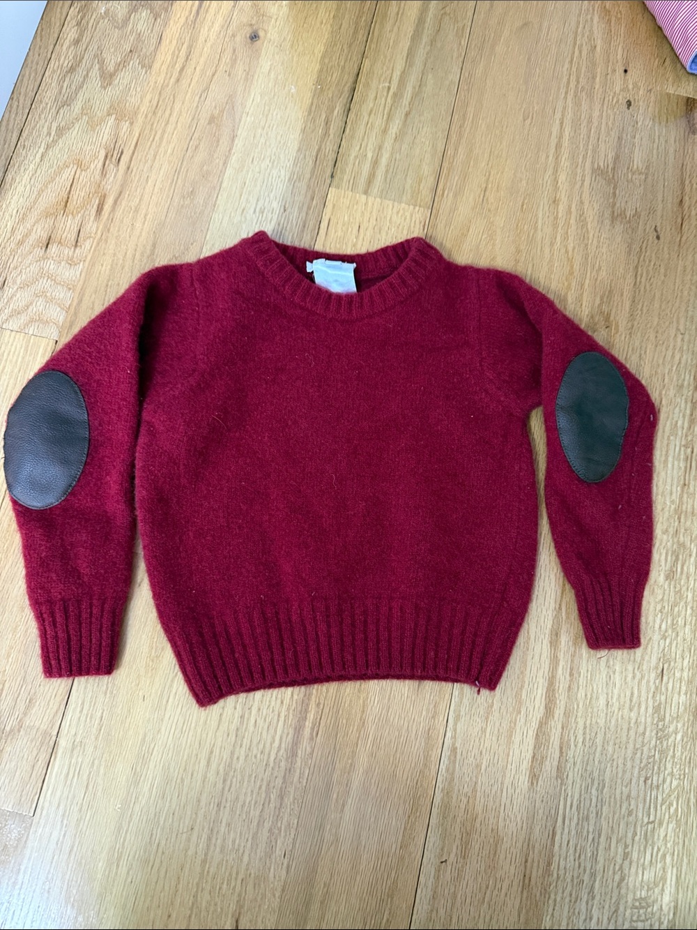 Wool Sweater with Elbow Patches - Deep Red
